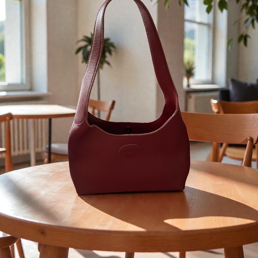NWT M.I.L.A. "Celina" Genuine Leather Shoulder Bag Raspberry Red Minimalist Tote